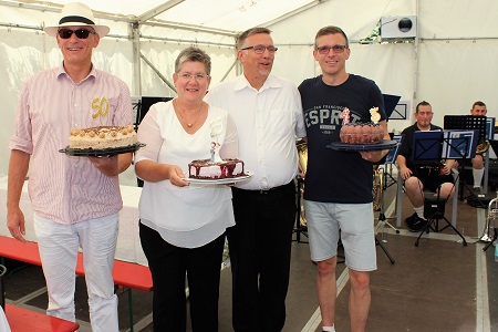 Feier zur Silberhochzeit des Jubelpaares Raimund & Barbara Helmes, zu Roland Helmes' 50jährigen Schützenjubiläum und Markus Helmes' Geburtstag am 4. August 2018