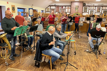 Generalprobe zu unserem "Kölschen Jubiläum" mit der Vereinigten Jägerkapelle Straberg in Dormagen-Straberg am 17. September 2025