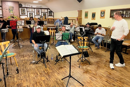 Generalprobe zu unserem "Kölschen Jubiläum" mit der Vereinigten Jägerkapelle Straberg in Dormagen-Straberg am 17. September 2025