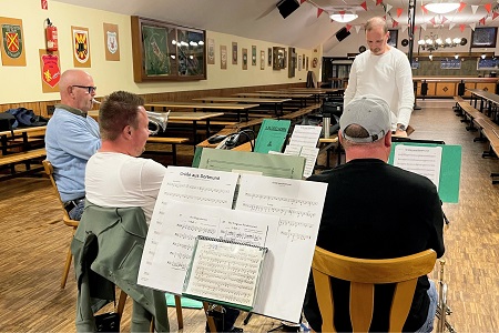 Generalprobe zu unserem "Kölschen Jubiläum" mit der Vereinigten Jägerkapelle Straberg in Dormagen-Straberg am 17. September 2025