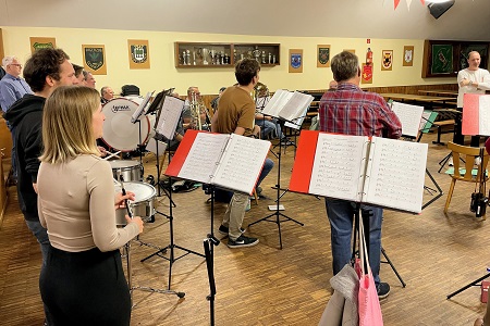 Generalprobe zu unserem "Kölschen Jubiläum" mit der Vereinigten Jägerkapelle Straberg in Dormagen-Straberg am 17. September 2025